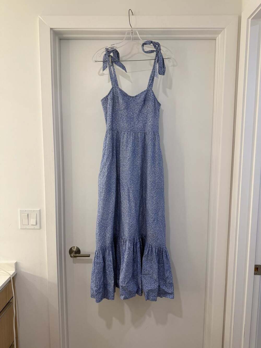 Jonathan Simkhai Georgia Linen-Blend Bustier Midi Dress in Cerulean Abstract Flo
